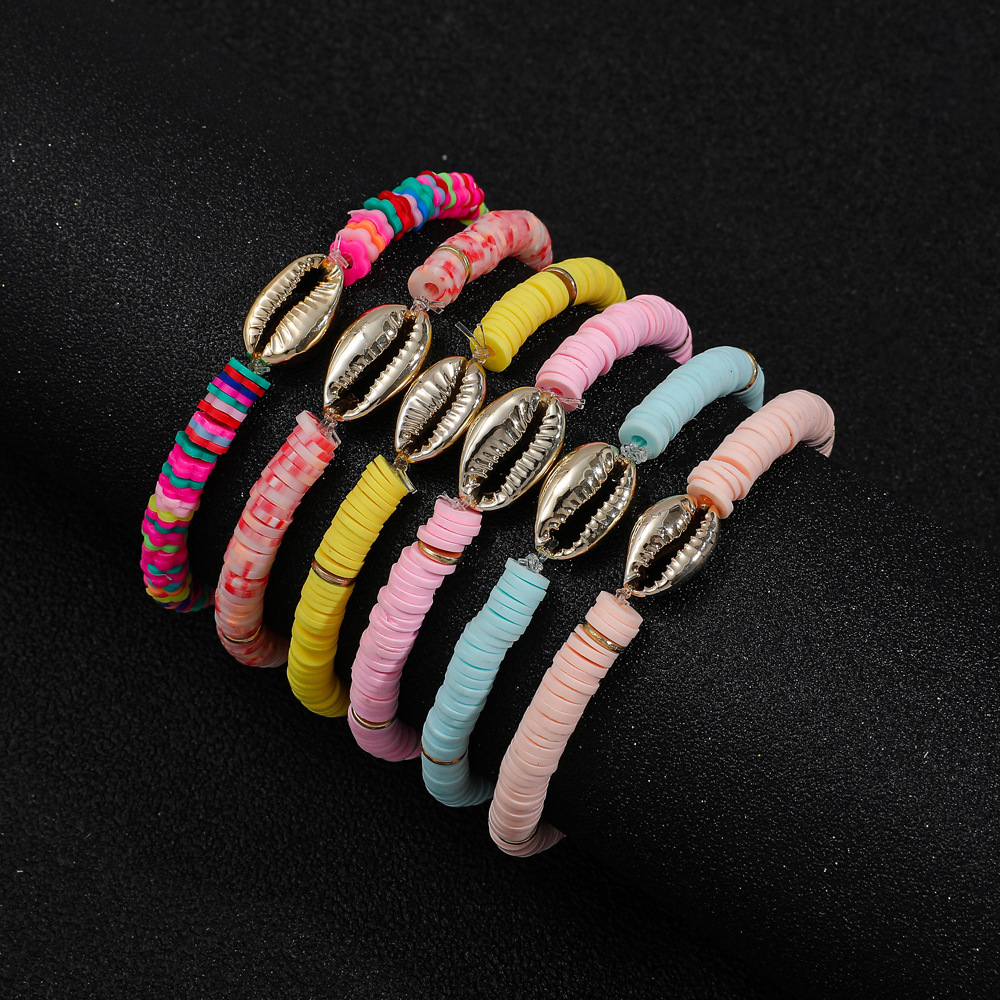 New Fashion Bohemian Ethnic Style Shell All-match Color Soft Clay Bracelet display picture 1