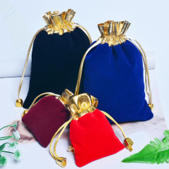 Phnom Penh Golden Mouth Jewelry Bag, Drawstring Pouch, Gift & Accessory Packaging Bag, Golden Mouth Red Velvet Pouch—Wholesale