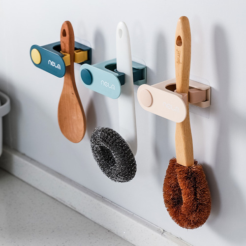 Factory direct sales hole-free mop rack hook creative traceless home bathroom wall-mounted mop clip