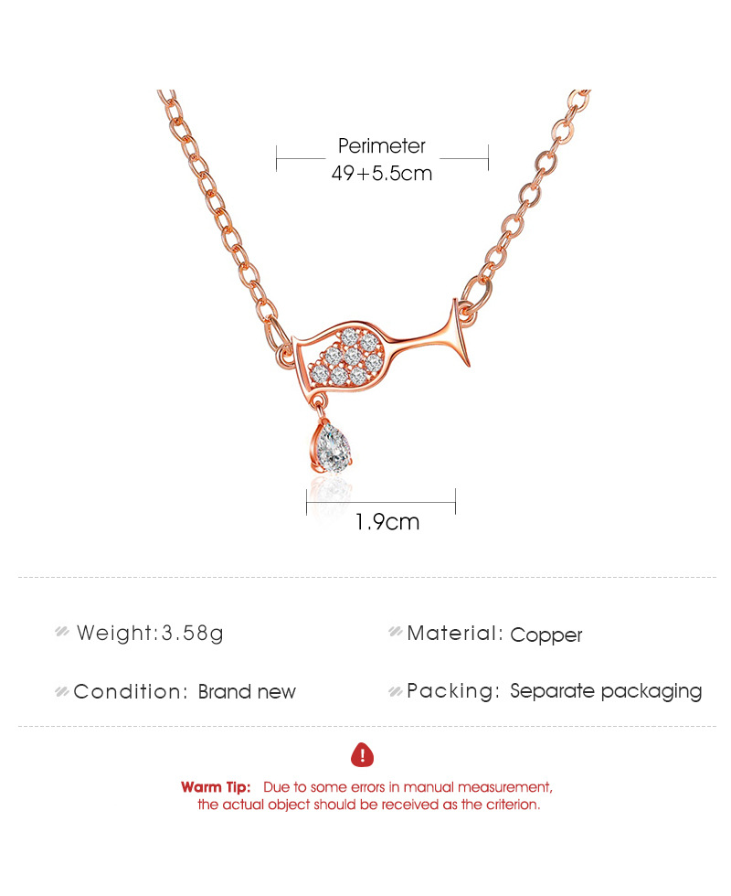 New Fashion  Zircon Love Red Wine Bottle Cup Clavicle Chain Goblet Necklace For Women display picture 1