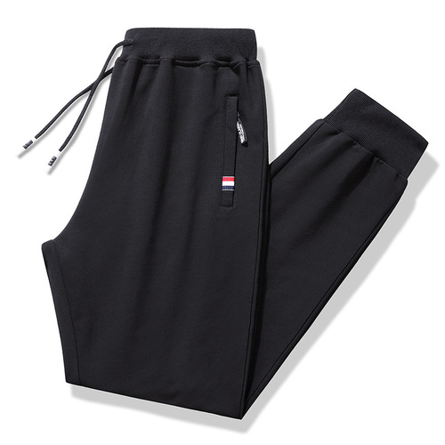 Pure cotton casual pants men's spring loose sports pants men's knitted leg-cinch sweatpants knitted large size long pants