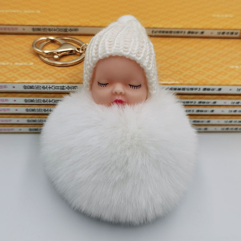 hotsale fashion new Cute sleeping doll fur ball keychain cute sleeping doll coin purse car key pendant wholesalepicture2