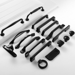 Factory direct supply solid handle furniture hardware accessories drawer cabinet door handle American black cabinet wardrobe handle