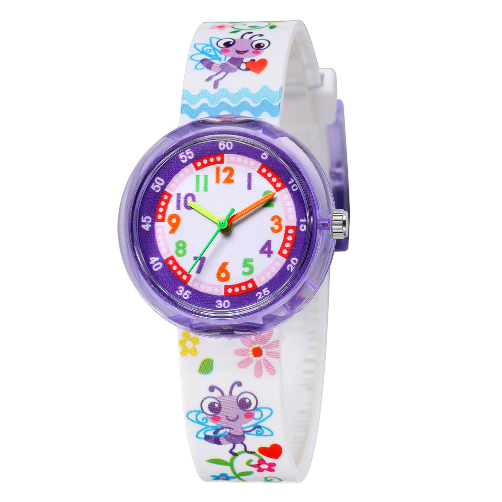 Reloj Para Estudiantes Con Correa Impresa De Color Caramelo Reloj Pequeño Y Lindo Con Correa De Plástico Impreso Reloj Casual display picture 8