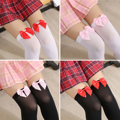 Export thin band bow thigh socks, erotic stockings, versatile sweet girl socks, long tube stockings 