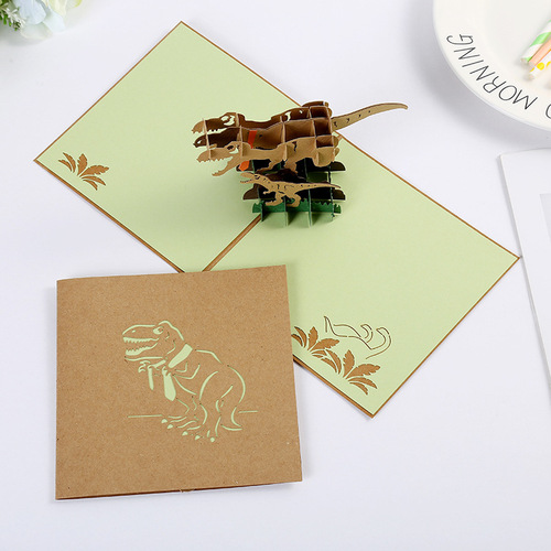 Children's Day Greeting Card, Dinosaur 3D Greeting Card, Creative Handmade Gift, 3D Card Wholesale