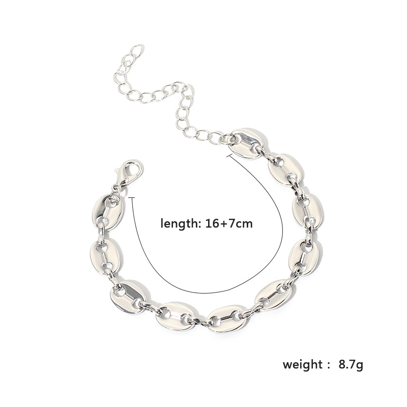 34g Weight Necklace Classification Wedding, Travel Occasion Women'S Gender White, Gold Color Fashion Pig Nose Chain Button Bracelet Necklace Sets For Women Clavicle Chain Wild Jewelry Nihaojewelry 无