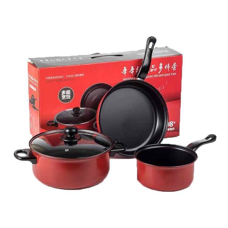 Every year red three-piece cookware Maif...