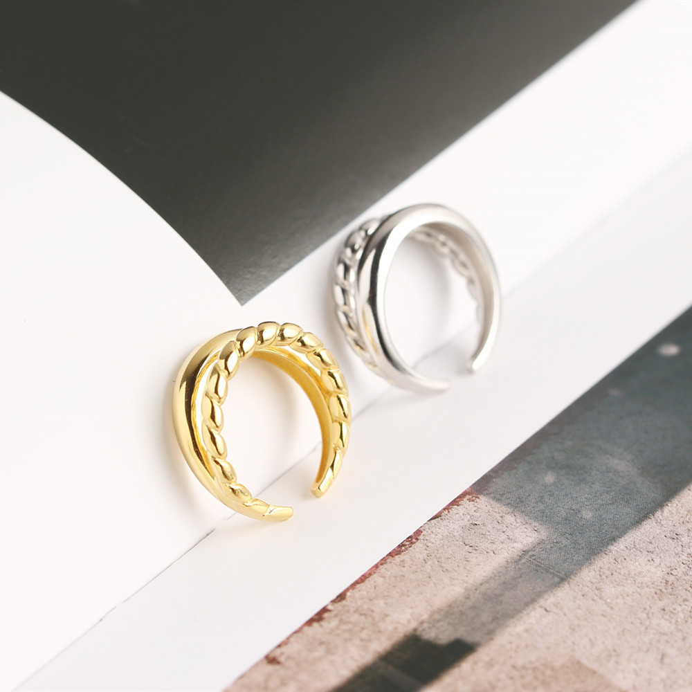 Tyj0289 Japanese and Korean Style S925 Sterling Silver Ins Minimalist Geometric Double-Layer Glossy 