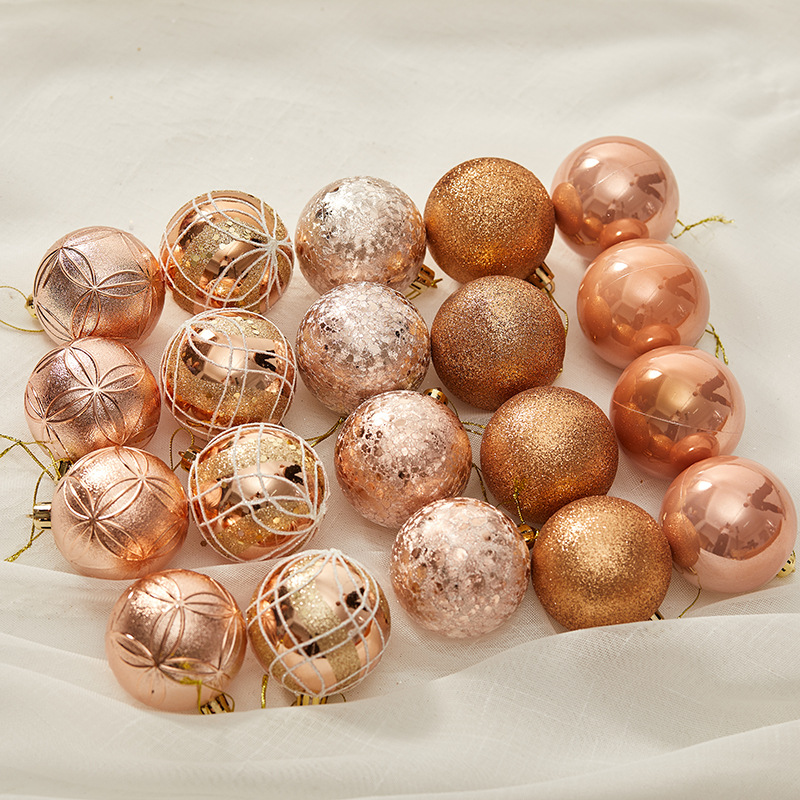 Caja de regalo pintada de 6cm bola de Navidad champán dorado naranja bronce pintado a mano bola techo colgante de decoración