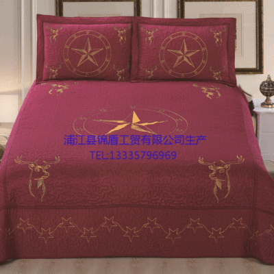 American style Cotton washing QUILT River computer Plain colour Embroidery Brushed Ultrasonic wave Embossing 3D Three-piece Suite