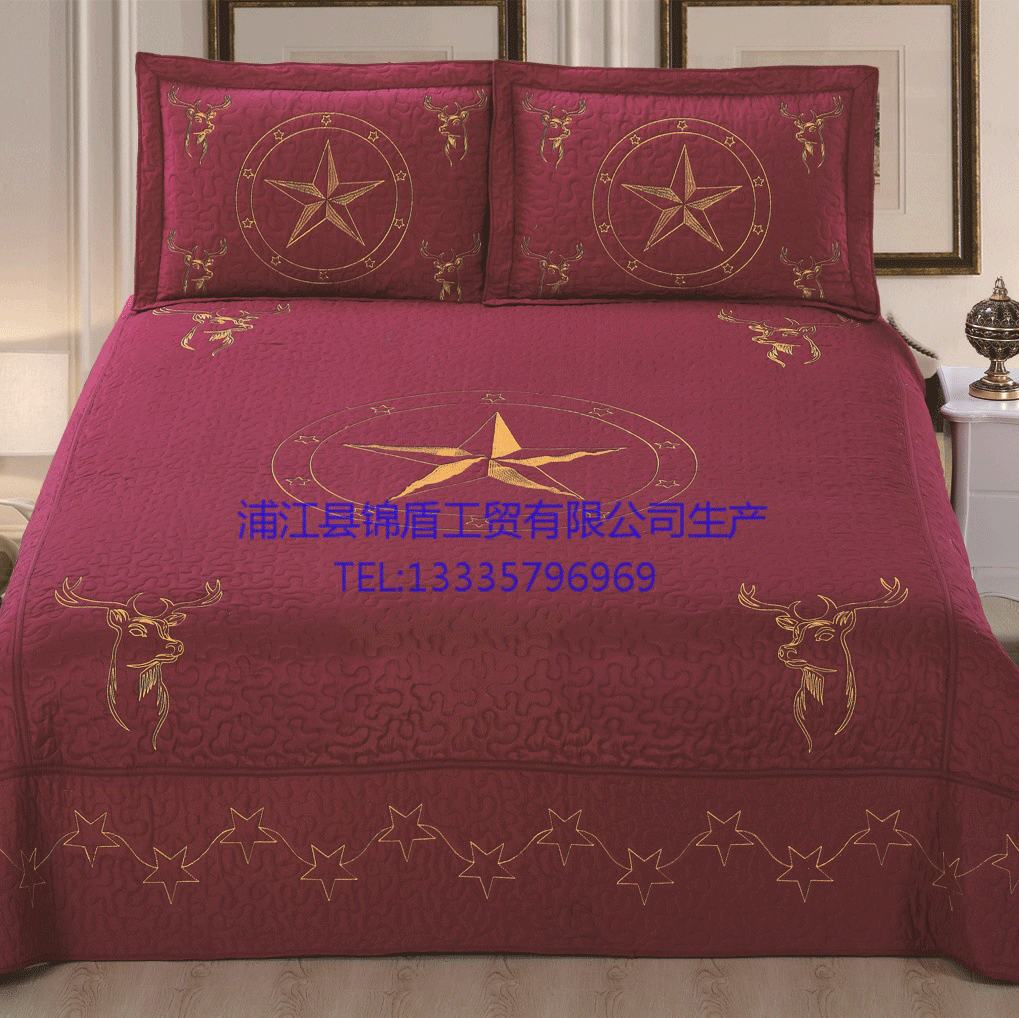 American style Cotton washing QUILT River computer Plain colour Embroidery Brushed Ultrasonic wave Embossing 3D Three-piece Suite