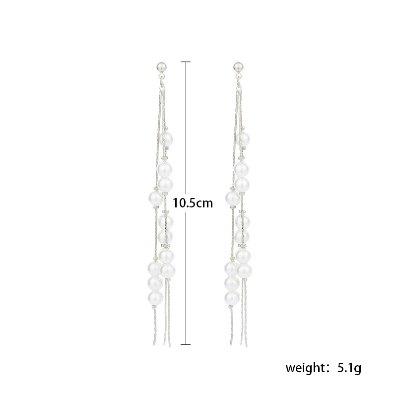 6g Weight Earrings Classification Wedding, Travel, Birthday, Festival Occasion Women'S Gender Fashion Style Gold, Silver Color Fashion Pearl  -one Tassel Earrings 无