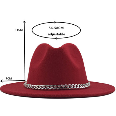 Retro Solid Color Metal Chain Woolen Top Hat display picture 18