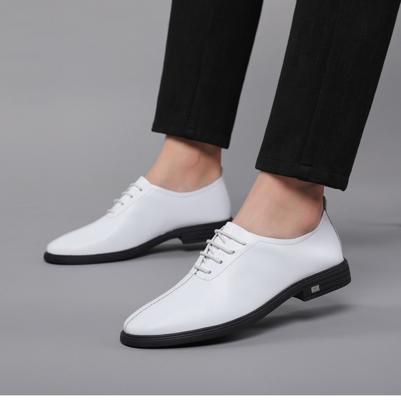 Men's Soft-soled White Formal Leather Shoes, Wind Work Men's Shoes_voghion.com