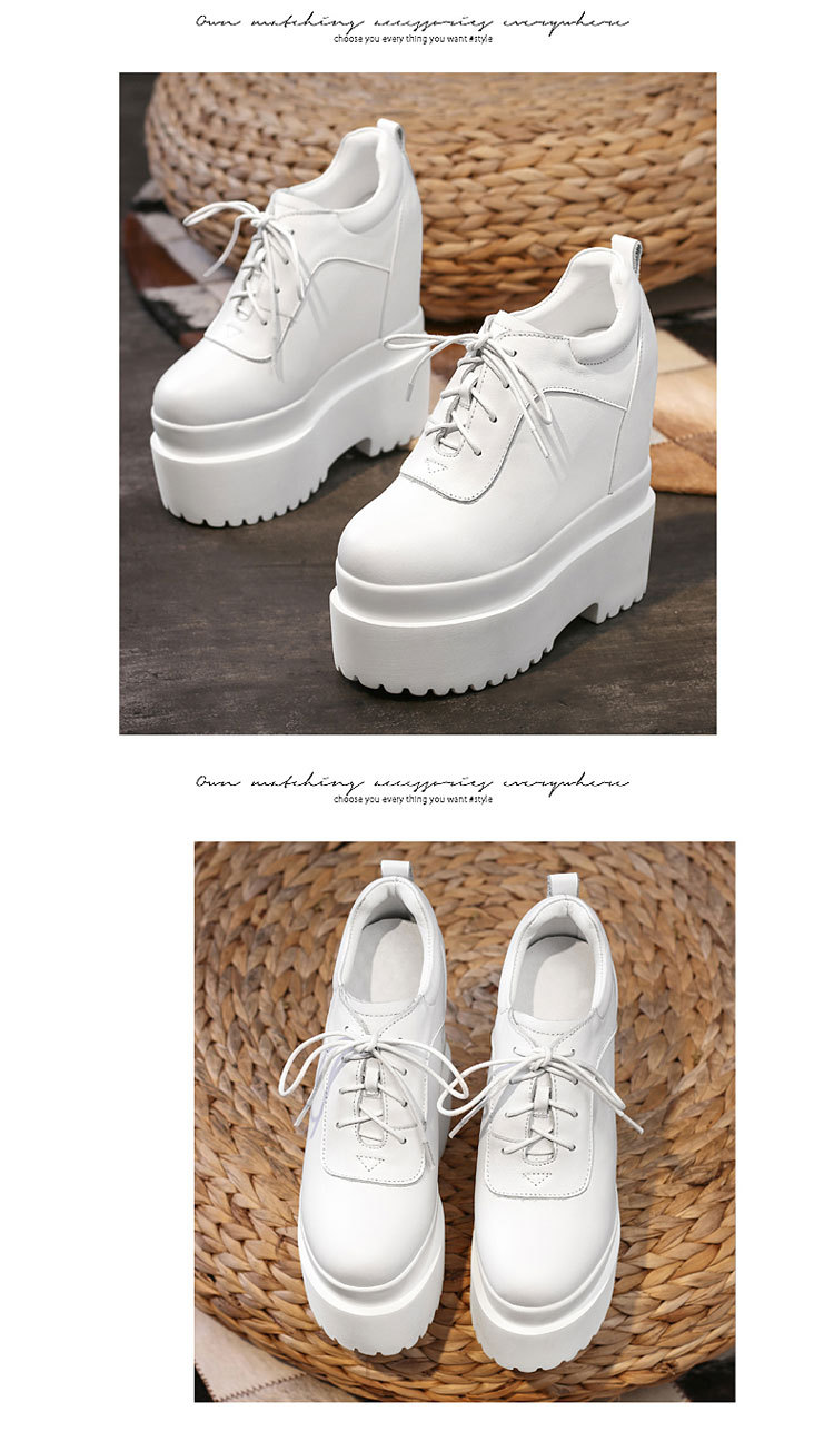 Giày sneaker nữ đế xuồng platform cao gót 16 cm dây buộc — màu đen chi tiết 10