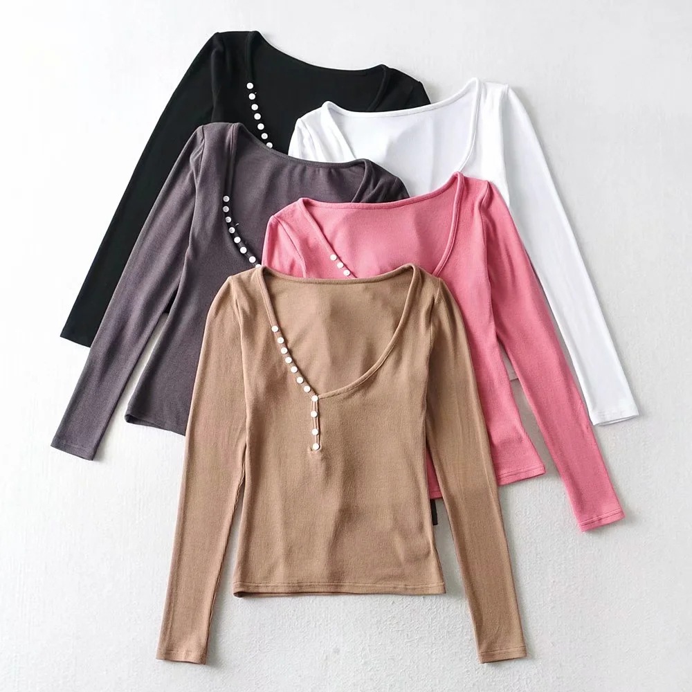 breasted irregular slim fit long-sleeved tops NSAC19365