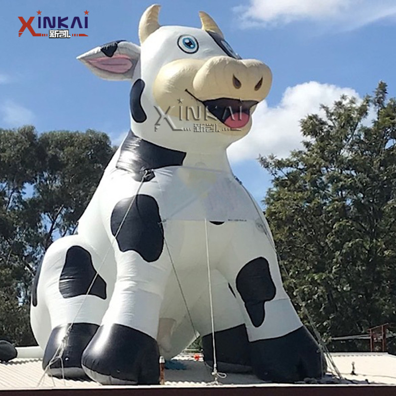 工厂定制 充气卡通奶牛气模 固定卡通动物模型 户外充气广告模型