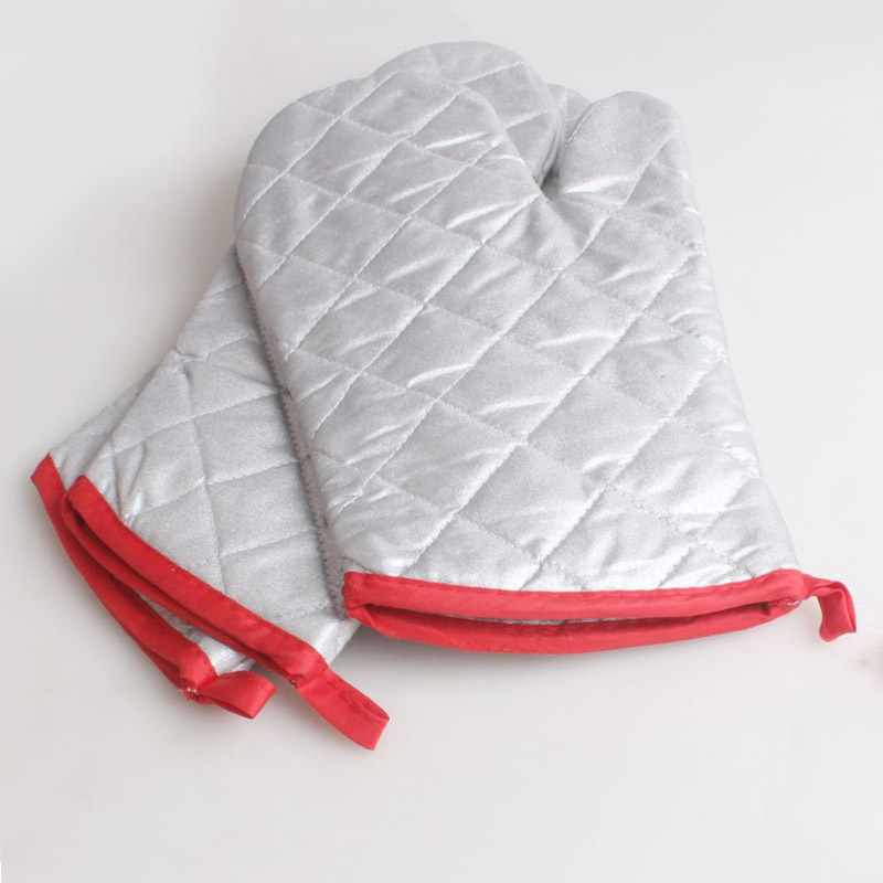Los fabricantes suministran guantes de barbacoa engrosados horno de microondas guantes anti-calor resistente al calor aislamiento térmico horno guantes de algodón