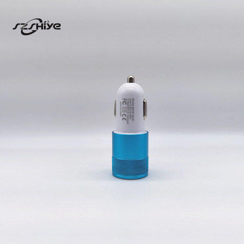 Metal Dual USB Aluminum Car Charger 2.1A Fast Charging for Tablets and Smartphones Car Charger Small Steel Cannon Car Charger