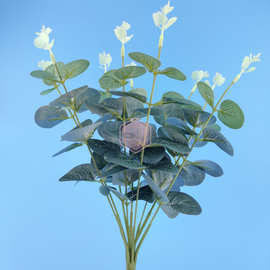 厂家直销INS北欧金钱叶尤加利草仿真花家居装饰婚庆植物墙假花