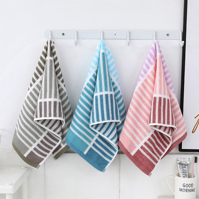 纯棉色织提花钢琴条面巾 全棉柔软吸水礼品毛巾|ms