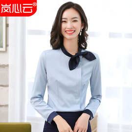 时尚大学生韩版正装商务办公室女衬衫美容院前台职业装衬衣