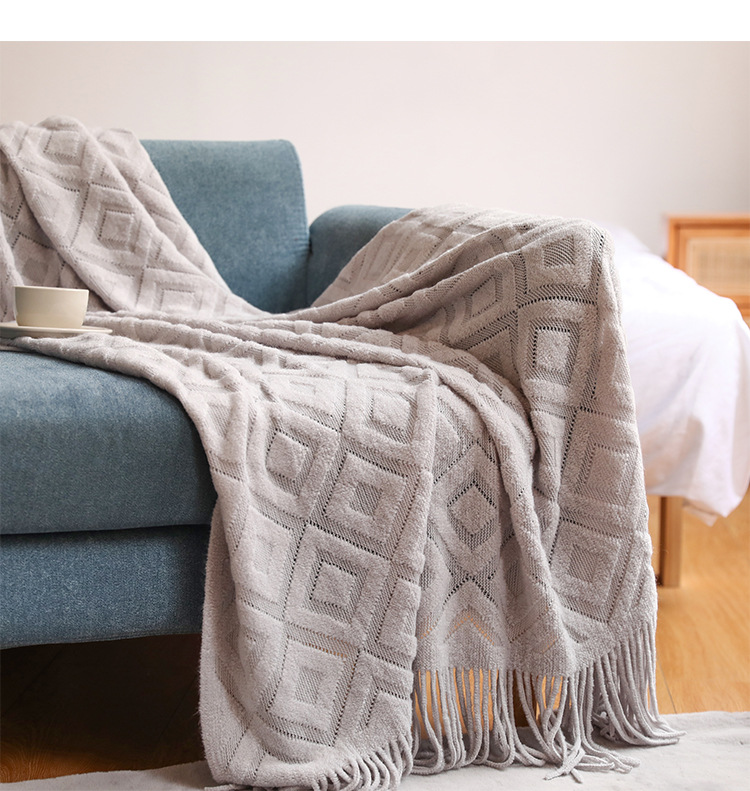 沙发毯盖毯毛毯 针织毯办公室午睡毯提花小毯子美式搭毯线毯详情32