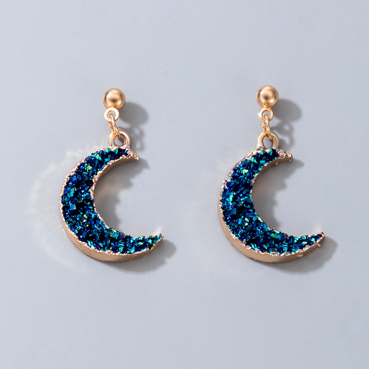 New Jewelry Simple Imitation Natural Stone Blue Crescent Moon Earrings display picture 1