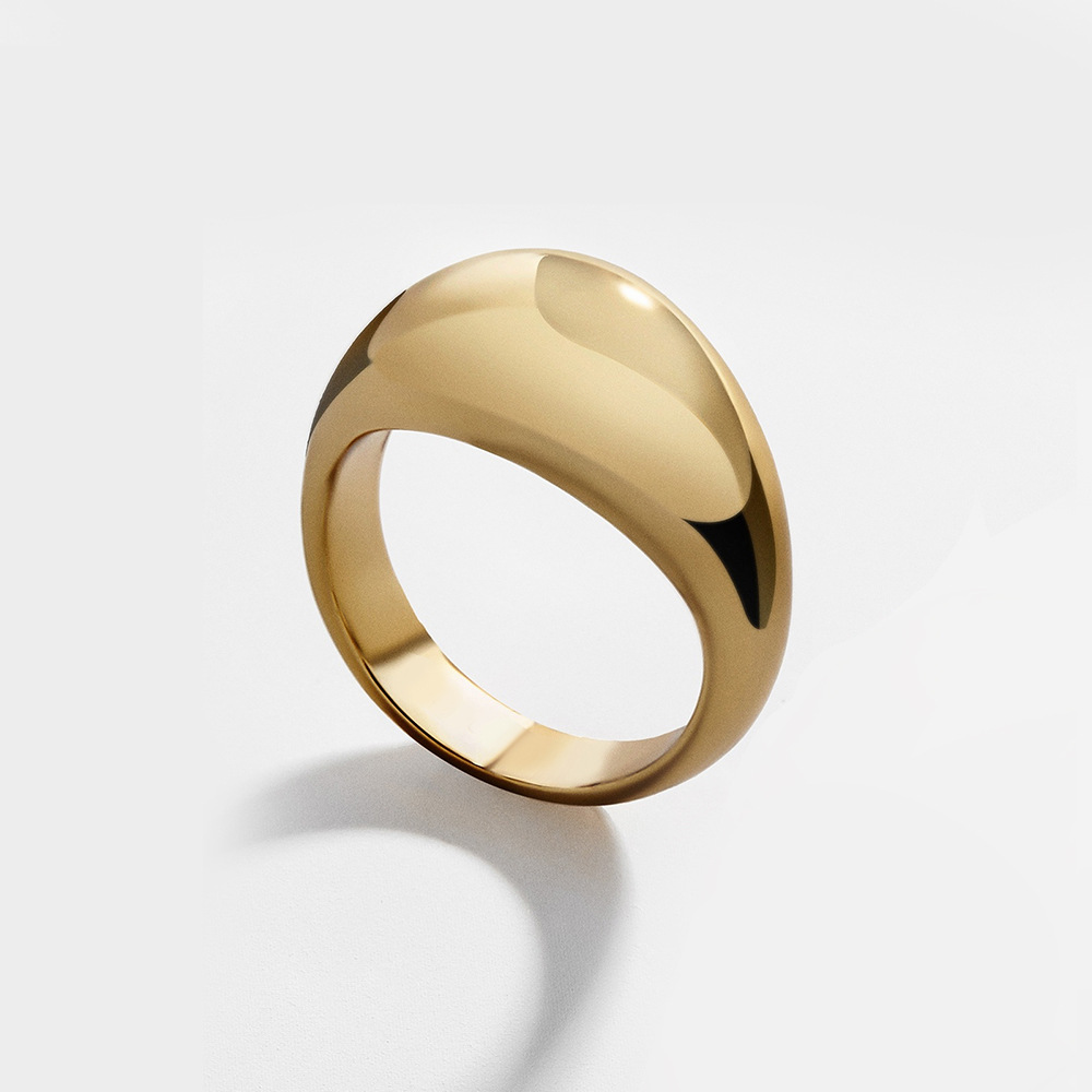 Simple Alloy Arc Metal Ring display picture 2