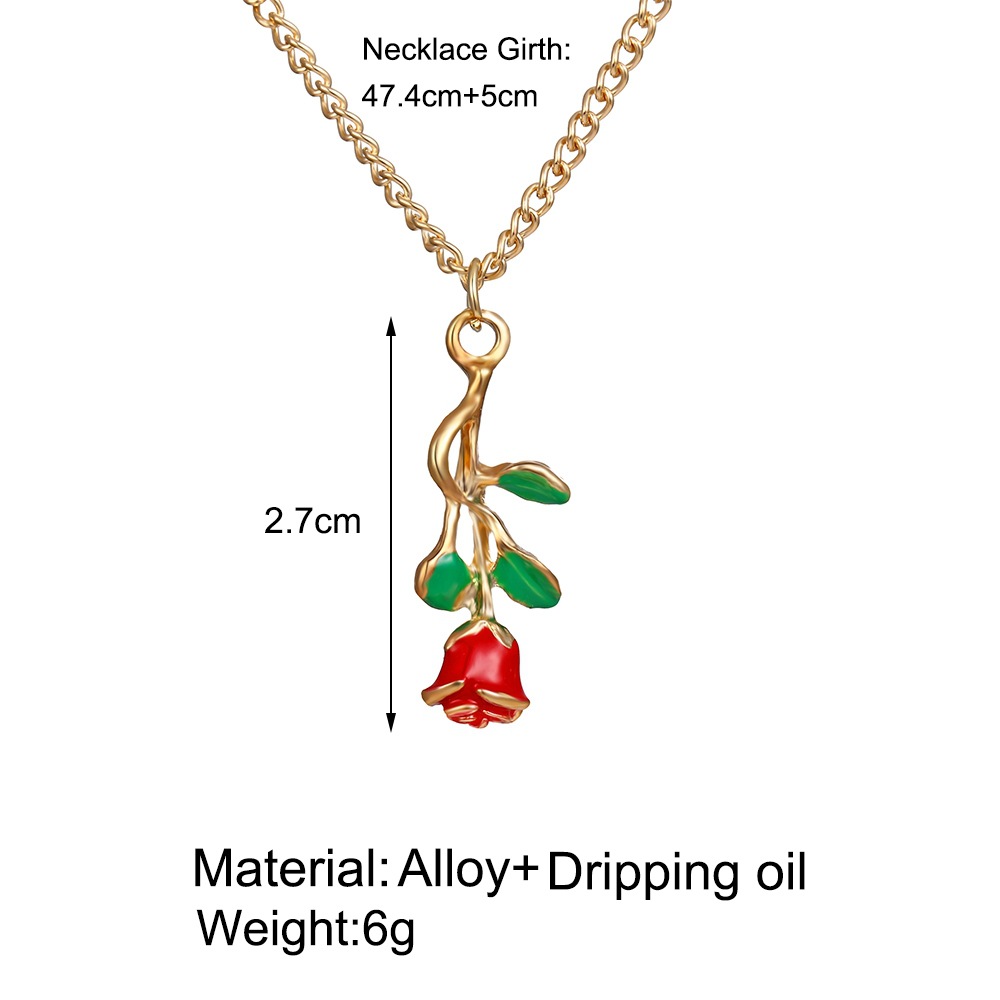 nuova collana con ciondolo rosa personalizzato creativo retrò semplice collana con catena clavicola in oro_voghion.com