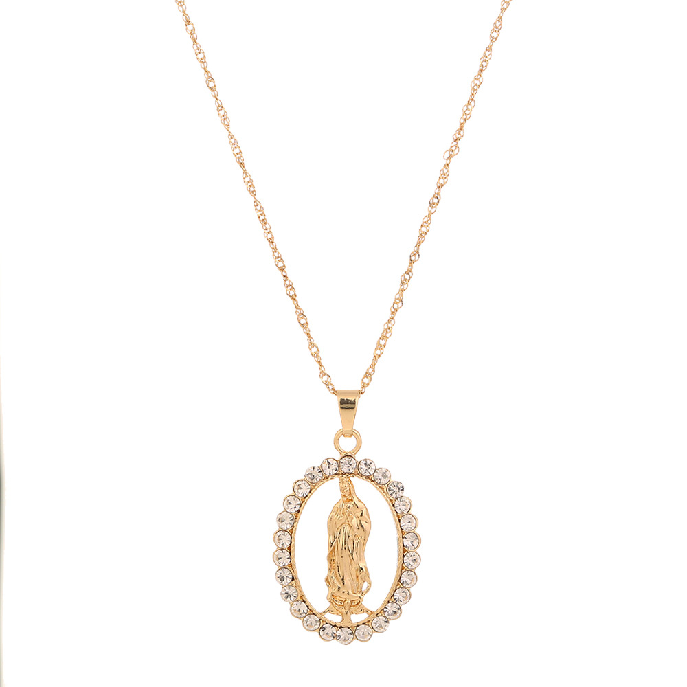 Hot-selling Catholic Virgin Mary Diamond Fashion Hip-hop Style Alloy Pendant Necklace display picture 8