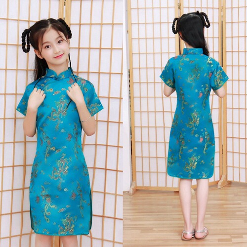 Girls' cheongsam summer new retro style improved princess dress Chinese style children's Tang suit girl baby dress