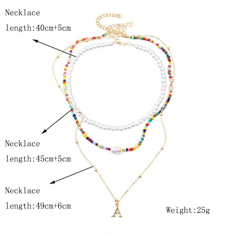 Bohemian Hand-woven Pearl Letters Multi-layer Necklace display picture 1