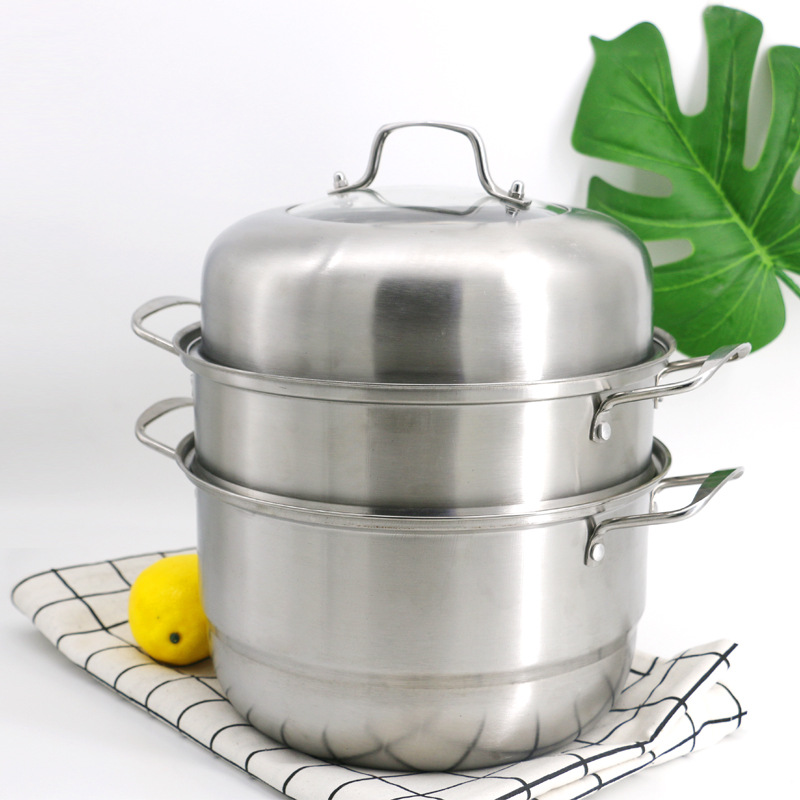 Thickened stainless steel pot threelayer steamer doublelayer large