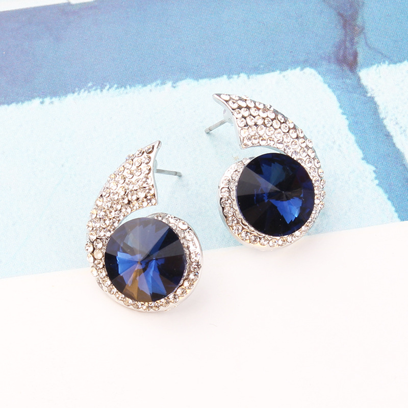 欧美新款简约饰品大颗卫星石耳钉满钻时尚耳环气质耳饰速卖通爆款