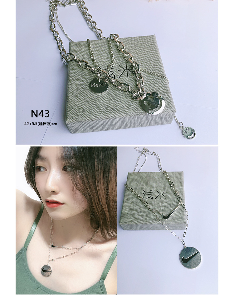 时尚酷女冷淡风INS欧美笑脸十字架钩子ins风潮人个性多层秋冬毛衣详情图3