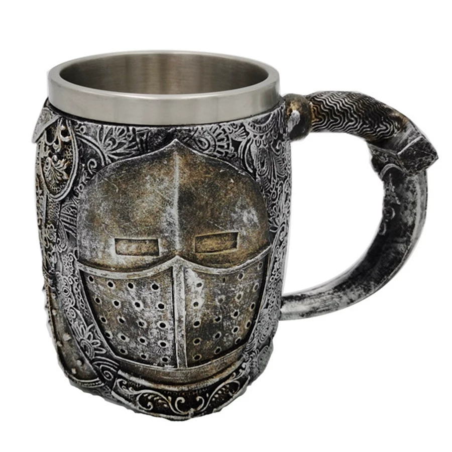 3D череп Mug — смоляной внешний слой и двойной слой нержавеющей стали, Gothic Goblet 330–400 мл