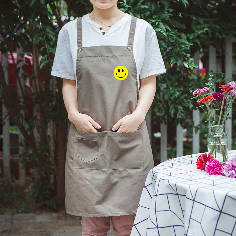 Delantal de trabajo de estilo coreano imprimible LOGO impresión servicio de cocina publicidad fruta café supermercado a prueba de aceite anti-fouling hombres y mujeres