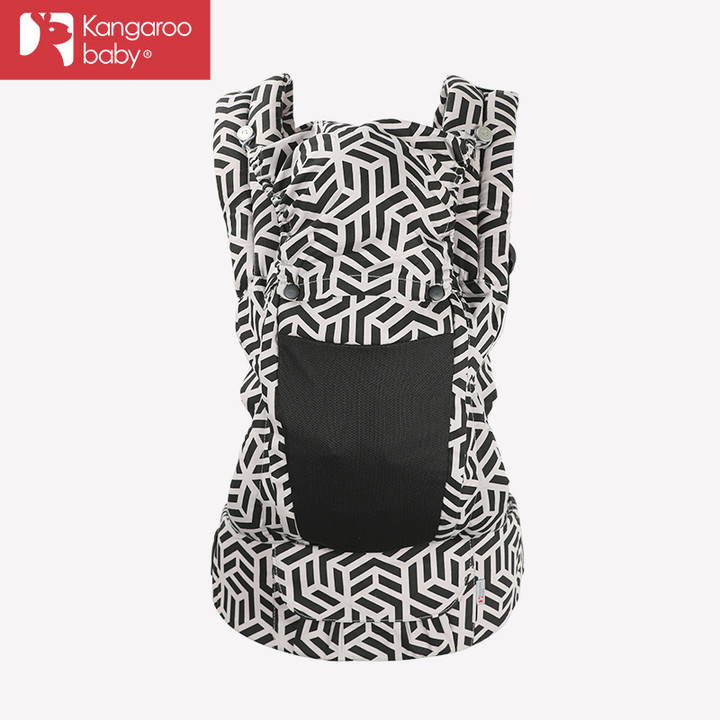 Mochila portabebé tipo canguro, correa geométrica, adecuada para todas las edades, portátil y disponible para exportación.