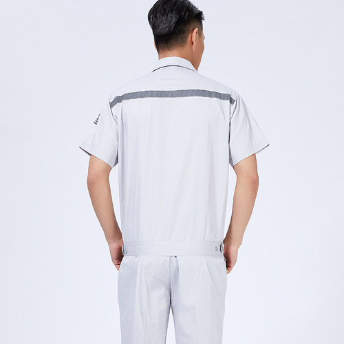 Summer short-sleeved work clothes, anti-static, men's and women's construction site reflective strips, sanitation clothes, labor insurance suits, printed logo