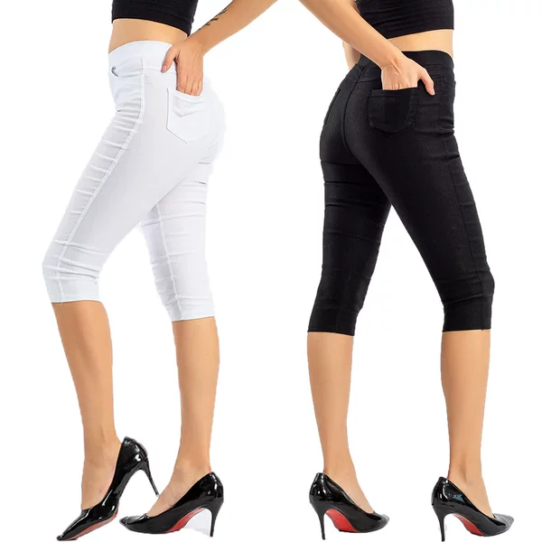 European and American wish popular AliExpress pocket cropped pants stretch hip lifting casual pants fashion Slim Leggings