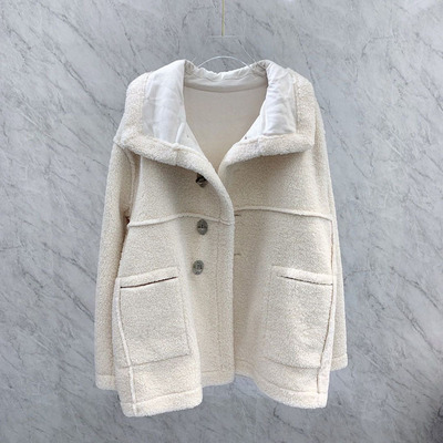 网红同款we11羊羔毛外套后背logo环保皮毛一体大衣20秋冬款