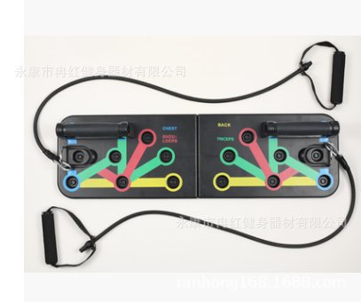 อุปกรณ์ออกกำลังกาย 俯卧撑支架男健身器材家用胸肌训练锻炼俄挺支架多功能拉绳训练板  