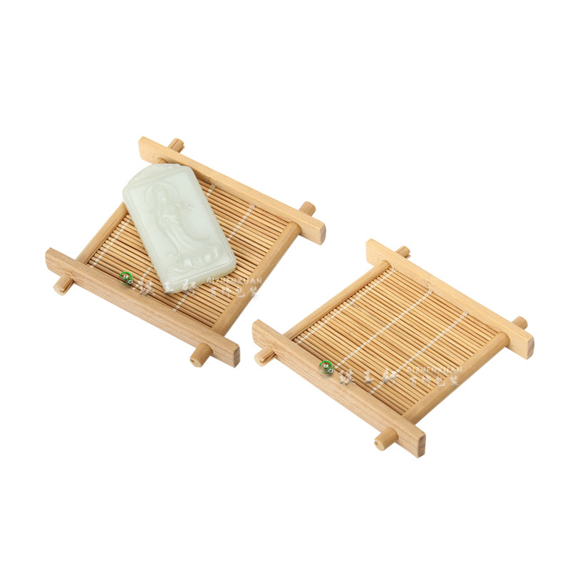 天然原木色井型竹垫吊坠托手镯手链摆放展示收纳支架托台直播道具