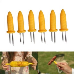 6PCS Stainless Steel Corn Baking Skewers BBQ Tool Accessories Outdoor Camping BBQ Fork Fruit Fork