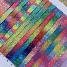 厂家直销环保弹力彩虹格利特皮革面料 金葱闪粉舞台布鞋材帽子