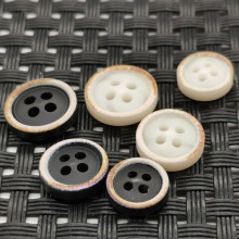 厂家直销圆型四孔树脂衬衣黑白纽扣细边衬衫扣子9MM可钮扣