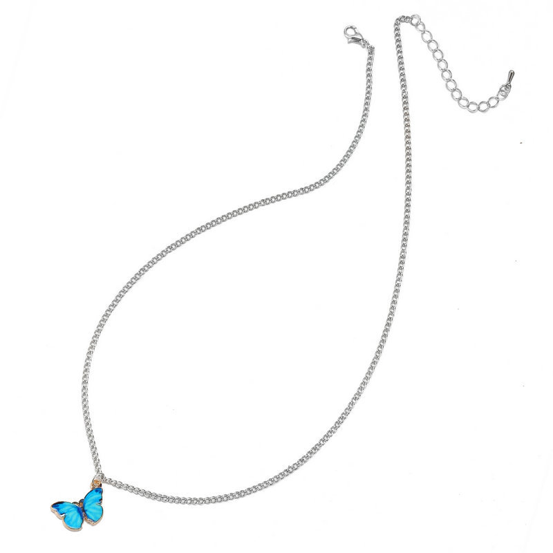 New Gradient Butterfly Simple Color Couple Alloy Clavicle Chain Necklace display picture 9