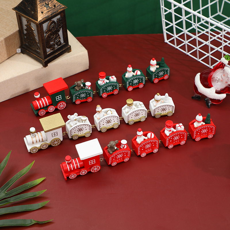 1 Set Quantity Party Occasion Christmas Glam Cute Train Wood Party Decorative Props